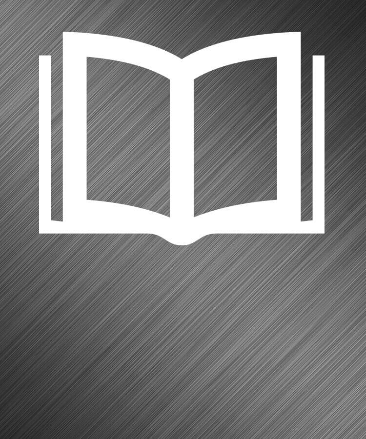 Service-Kachel in Schieferoptik mit Buch-Symbol.